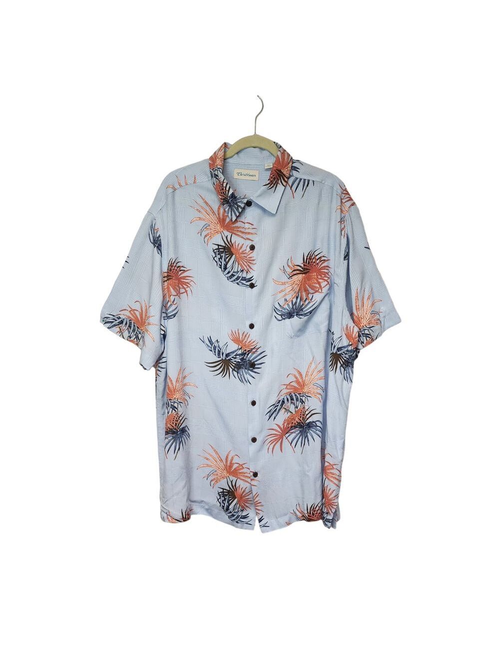 Caribbean Hawaiian Shirt Multicolor Blue Floral Button Down Size 2XT NWT